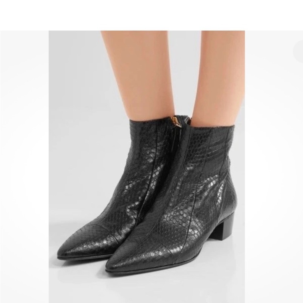 The Row Black Ambra Snakeskin Ankle Bootie